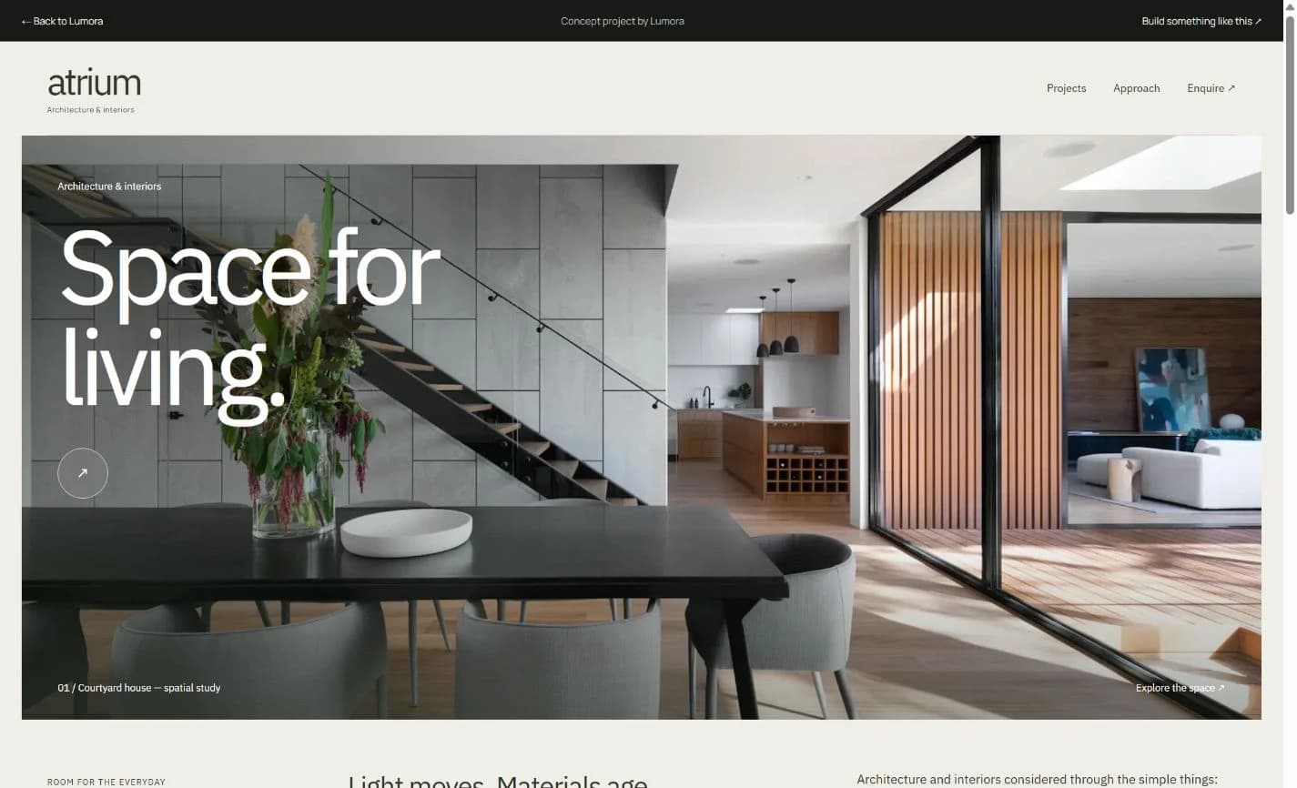 Atrium website, designed and built by Lumora